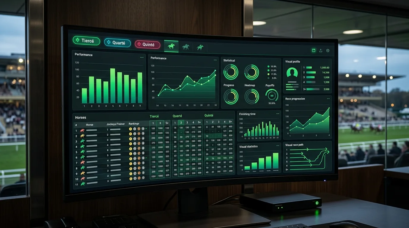 Tableau d'affichage des rapports PMU détaillant les gains tiercé quarté quinté après une arrivée à ParisLongchamp